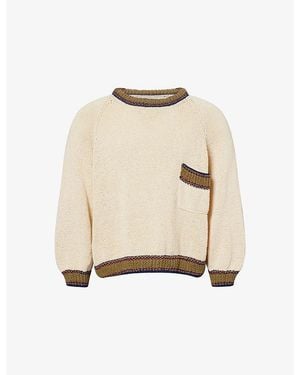 STORY mfg. Bulb Contrast-Trims Knitted Jumper - Natural