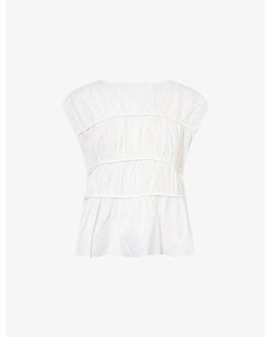 Dissh Flynn Gathered Linen-Cotton Blend Top - White