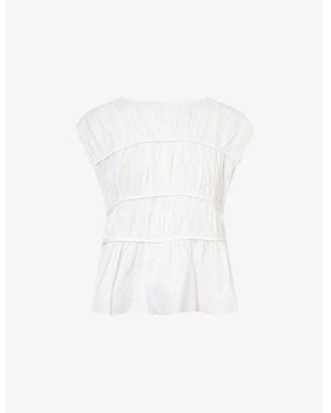 Dissh Flynn Gathered Linen-Cotton Blend Top - White