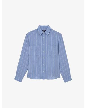 Reiss Rubus Striped Linen Shirt - Blue