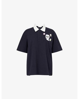 COACH X Brain Dead Ruby Embroidered Cotton Polo Shirt - Blue