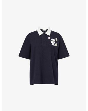 COACH X Brain Dead Ruby Embroidered Cotton Polo Shirt - Blue