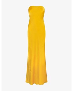 OMNES Amdra Strapless Satin Maxi Dress - Yellow