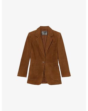 Reiss Cass Single-Breasted Relaxed-Fit Suede Blazer - Brown