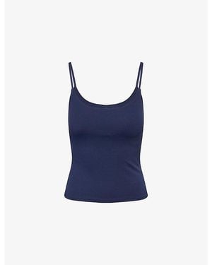 ADANOLA Skinny Strap Stretch-Jersey Top - Blue