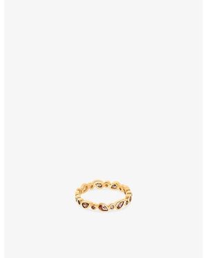 Astrid & Miyu Sunset Pear-Plated Sterling- And Cubic Zirconia Band Ring - Metallic