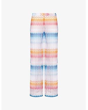 Missoni Shade Wide-Leg Metallic Chevron-Weave Trousers - Multicolour