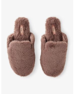 Eberjey Plush Faux-Fur Slippers - Brown