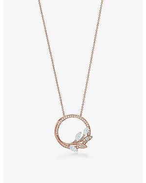 Tiffany & Co. Vine Circle Large 18Ct Rose- And 0.70Ct Brilliant- And Marquise-Cut Diamond Pendant Necklace - White
