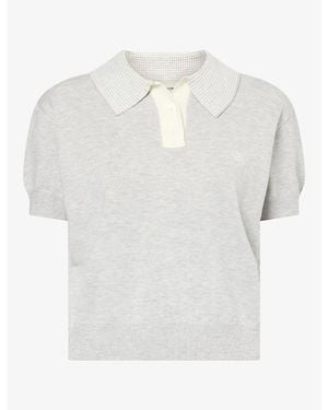 The Couture Club Short-Sleeve Knitted Polo Top - White