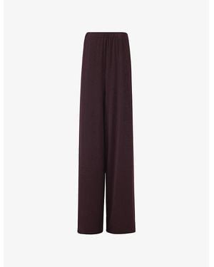 eem Elasticated-Waistband Wide-Leg Mid-Rise Stretch-Jersey Trousers - Purple