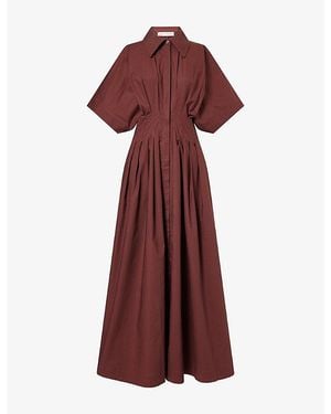Palmer//Harding Courage Pleated Cotton Midi Dress - Red