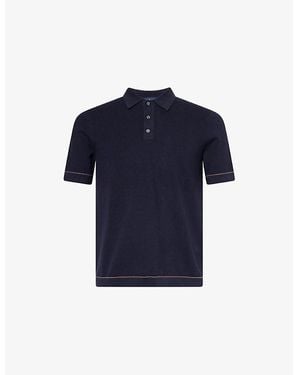 Hackett Textured Cotton-Knit Polo Shirt - Blue