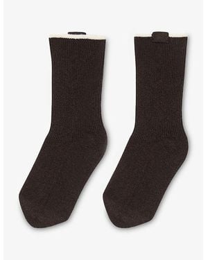 Sandro Two-Tone Knee-High Wool And Cashmere-Blend Socks - Brown