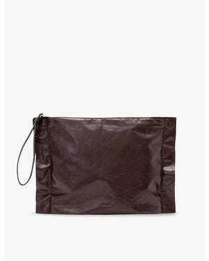 AllSaints Lutece Leather Pouch - Brown