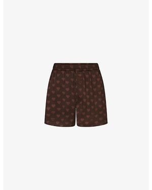 Skims Sleep Sateen Boxer Shorts - Brown