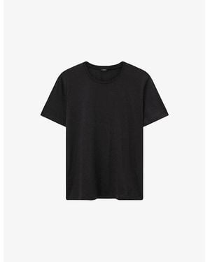 JOSEPH Round-Neck Regular-Fit Cotton And Silk-Blend T-Shirt - Black