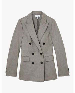 Reiss Darcy Double-Breasted Wool-Blend Blazer - Grey