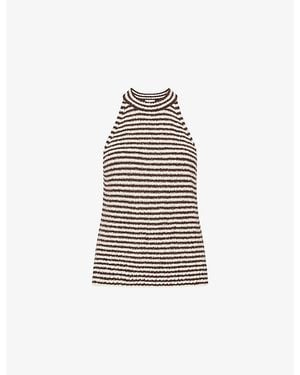 ME+EM Striped Halterneck Bouclé Cotton-Blend Vest Top - Multicolour