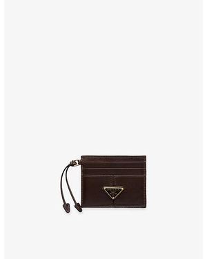 Prada Triangle-Logo Leather Card Holder - Brown