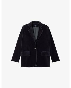 Soeur Sevres Single-Breasted Velvet Jacket - Blue