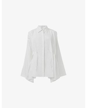 eem Pleated Long-Sleeve Cotton Blend Shirt - White