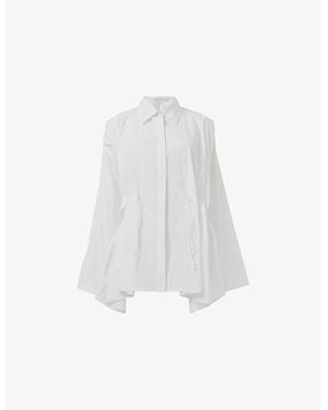 eem Pleated Long-Sleeve Cotton Blend Shirt - White