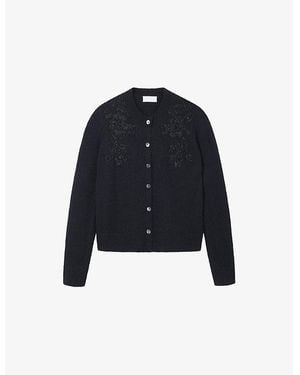 The White Company Bead-Embellished Alpaca And Wool-Blend Cardigan - Blue