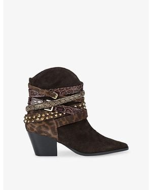 Kurt Geiger Multi-Strap Heeled Suede Ankle Boots - Brown