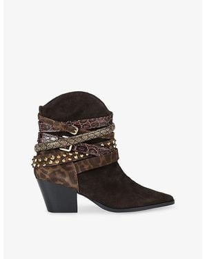 Kurt Geiger Multi-Strap Heeled Suede Ankle Boots - Brown