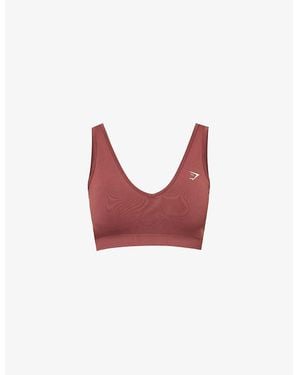 GYMSHARK Everyday Seamless Stretch-Woven Sports Bra - Red