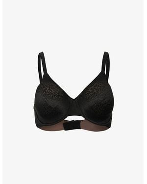 Wacoal Back Appeal Jacquard-Print Underwired Stretch-Woven Bra - Black
