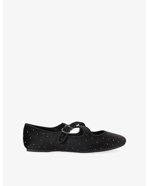 KG by Kurt Geiger Natalia Rhinestone-Embellished Velvet Flats - Black