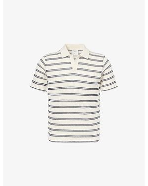 Percival Moore Open-Collar Cotton-Blend Polo Top - White