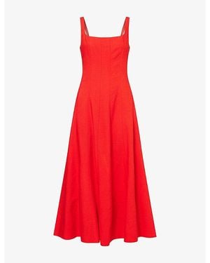ME+EM Contour Square-Neck Woven Maxi Dress - Red