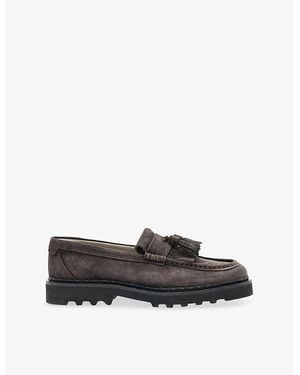 AllSaints Skiff Tassel Suede Loafers - Black
