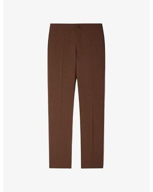 Sandro High-Rise Stretch-Jersey Trousers - Brown