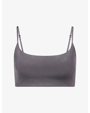 ADANOLA Gloss Skinny Strap Sports Bra - Gray