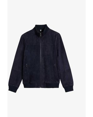 Ted Baker Peveril Funnel-neck Suede Jacket - Blue