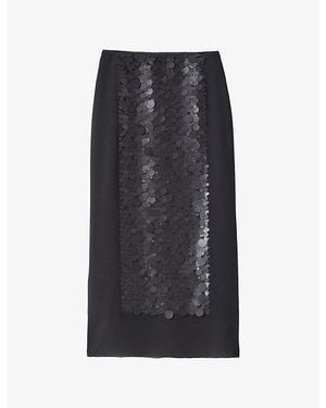 JOSEPH Cambo Sequin-Embellished Chiffon Midi Skirt - Black