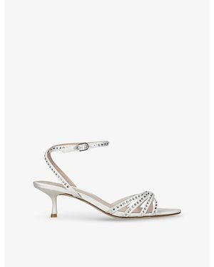 Stuart Weitzman Carlyle Satin Heeled Sandals - White