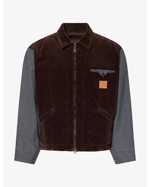 KHOKI Drizzler Contrast-Sleeve Corduroy Jacket - Brown