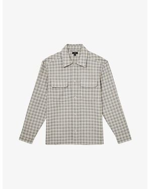 Reiss Ribona Checked Woven Overshirt - Grey