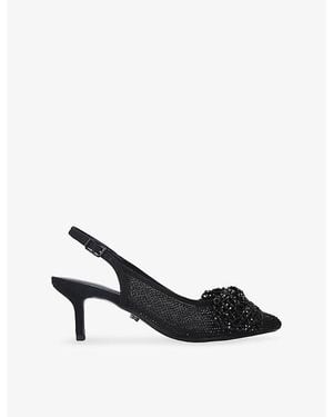 Carvela Kurt Geiger Chiara Bow Woven Heeled Slingbacks - Black