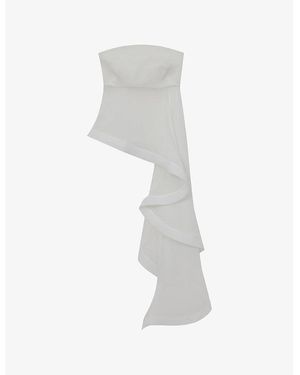 Reiss Draped-Hem Strapless Silk Corset Top - White