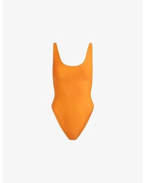 Skims Signature Swim Scoop-Neck Swimsuit - Orange