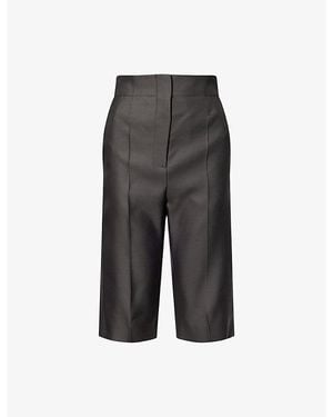KHAITE Raelle Wool-Silk Blend Shorts - Grey