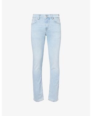 7 For All Mankind Slimmy Tapered Brand-Patch Stretch-Denim Jeans - Blue