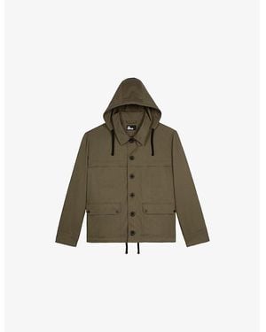 The Kooples Patch-Pocket Regular-Fit Hooded Cotton Jacket - Green