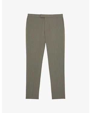 Reiss Found Pressed-Crease Straight-Leg Stretch-Woven Trousers - Grey